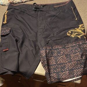 Tripper Black and Brown Men's Swim Board Shorts